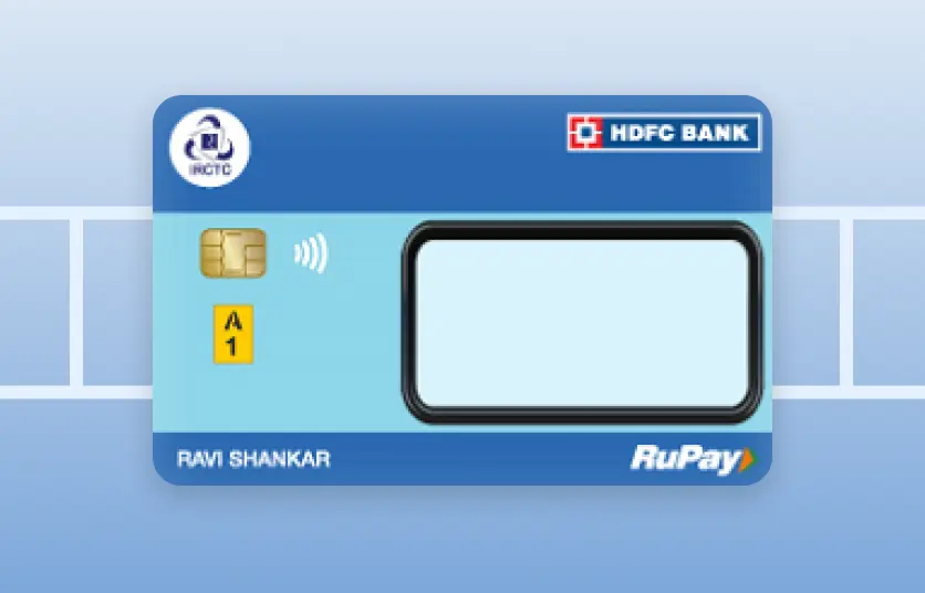 IRCTC HDFC Bank Credit Card with red and blue design